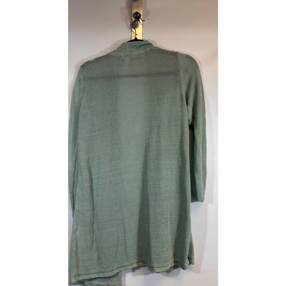 J Jill Sweater Womens MP Petite Cardigan Linen Blend Open Front Mint Pocket D50 - Picture 3 of 4